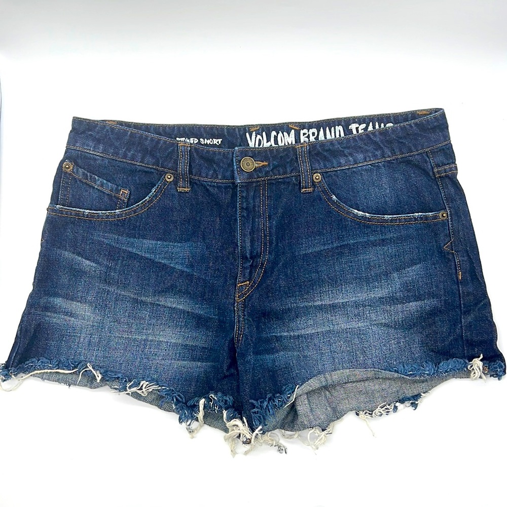 VOLCOM Stoned Short Cut Offs Distressed Raw Frayed Hem Jean Shorts 11